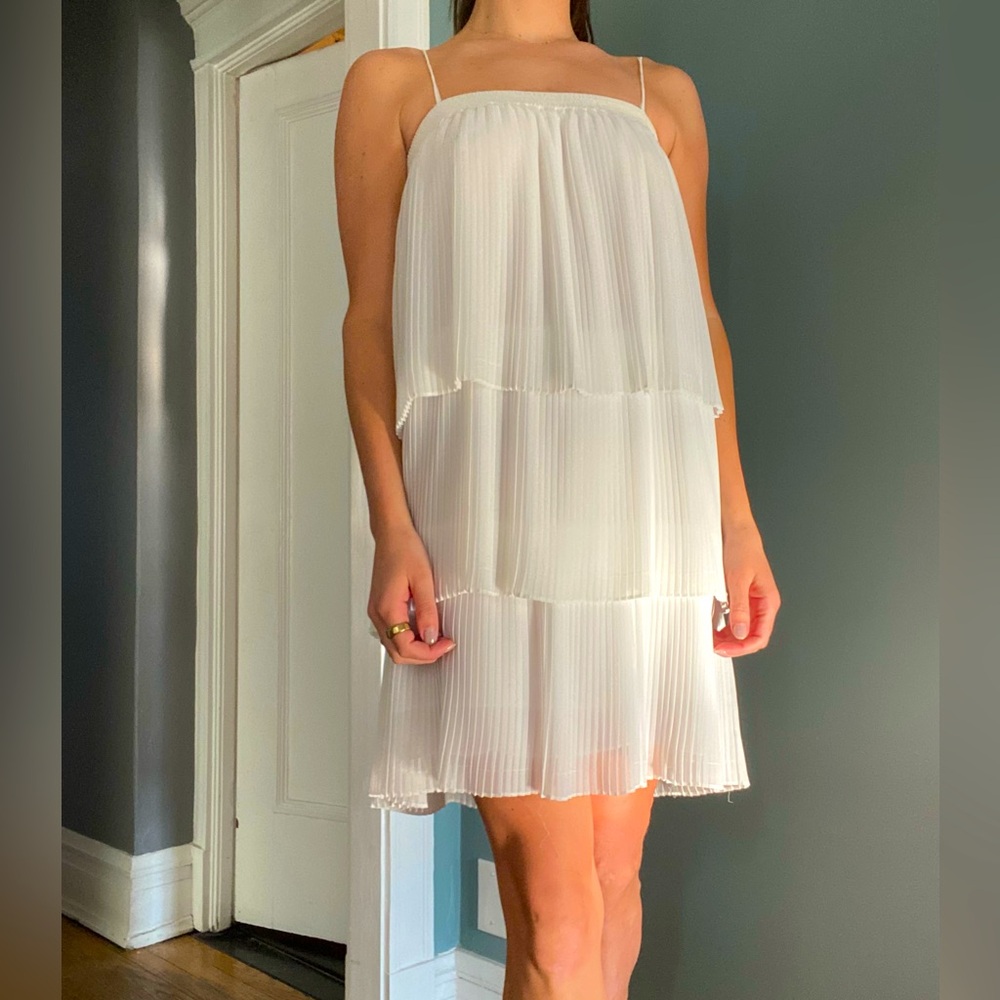 White tiered mini dress